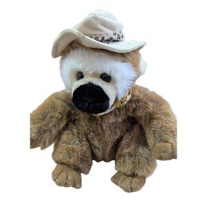 vintage Walmart‎ cowboy safari monkey  in hat plush stuffed animal toy  9"